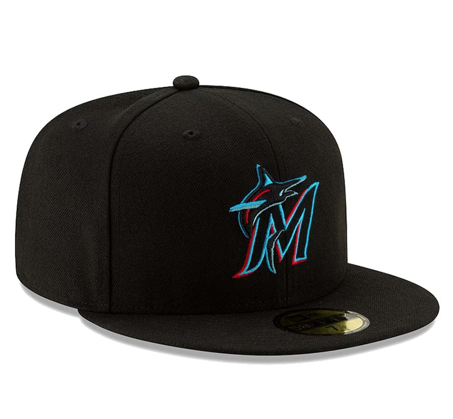 Men's Miami Marlins New Era Black Authentic Collection On-Field 59FIFTY Fitted Hat Official Team Hat Sports Fan Cap Official MLB Team Hat Baseball Fan