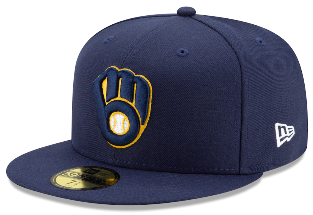 Men's Milwaukee Brewers New Era Navy Home Authentic Collection On-Field 59FIFTY Fitted Hat Official Team Hat Sports Fan Cap Official MLB Team Hat Base
