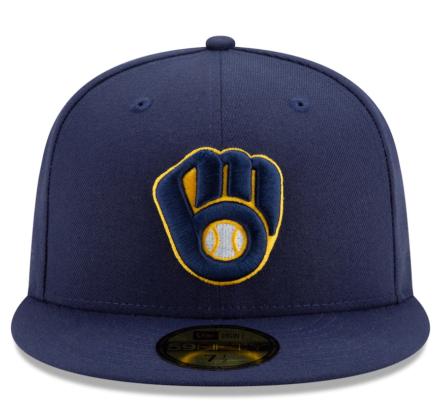 Men's Milwaukee Brewers New Era Navy Home Authentic Collection On-Field 59FIFTY Fitted Hat Official Team Hat Sports Fan Cap Official MLB Team Hat Base