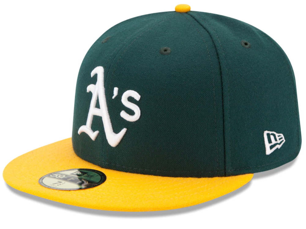 Men's Athletics New Era Green/Yellow Home Authentic Collection On-Field 59FIFTY Fitted Hat Official Team Hat Sports Fan Cap Official MLB Team Hat Base