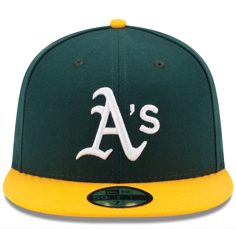 Men's Athletics New Era Green/Yellow Home Authentic Collection On-Field 59FIFTY Fitted Hat Official Team Hat Sports Fan Cap Official MLB Team Hat Base