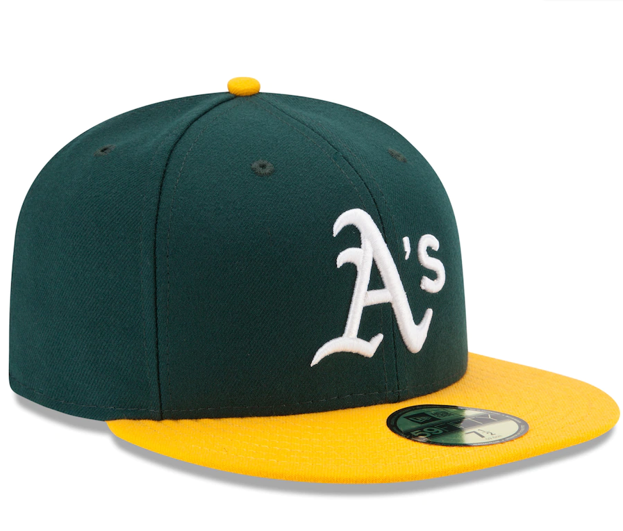 Men's Athletics New Era Green/Yellow Home Authentic Collection On-Field 59FIFTY Fitted Hat Official Team Hat Sports Fan Cap Official MLB Team Hat Base