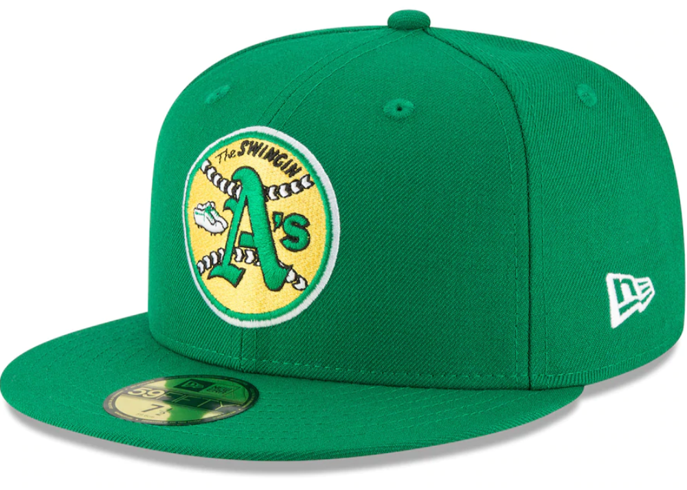 Men's Oakland Athletics New Era Green Cooperstown Collection Wool 59FIFTY Fitted Hat Official Team Hat Sports Fan Cap Official MLB Team Hat Baseball F