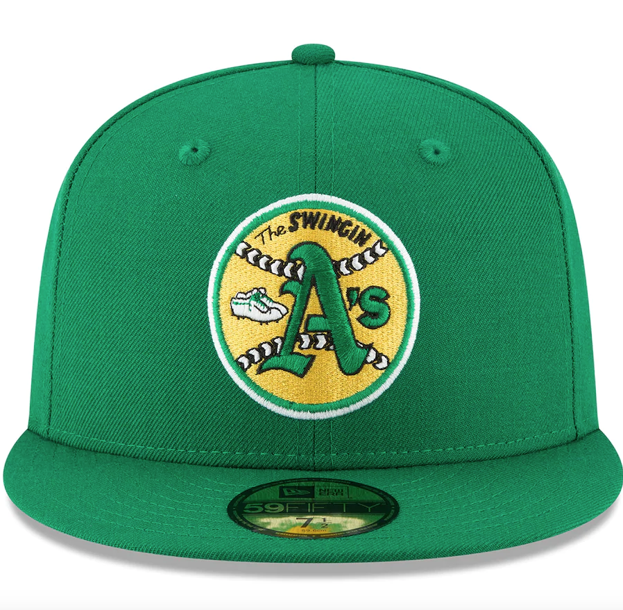 Men's Oakland Athletics New Era Green Cooperstown Collection Wool 59FIFTY Fitted Hat Official Team Hat Sports Fan Cap Official MLB Team Hat Baseball F