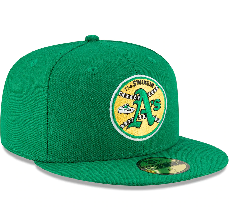 Men's Oakland Athletics New Era Green Cooperstown Collection Wool 59FIFTY Fitted Hat Official Team Hat Sports Fan Cap Official MLB Team Hat Baseball F