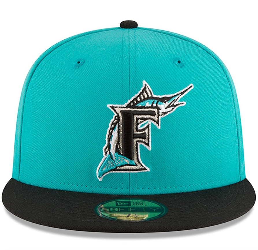 Men's Florida Marlins New Era Aqua 1997 World Series Wool 59FIFTY Fitted Hat Official Team Hat Sports Fan Cap Official MLB Team Hat Baseball Fan Cap