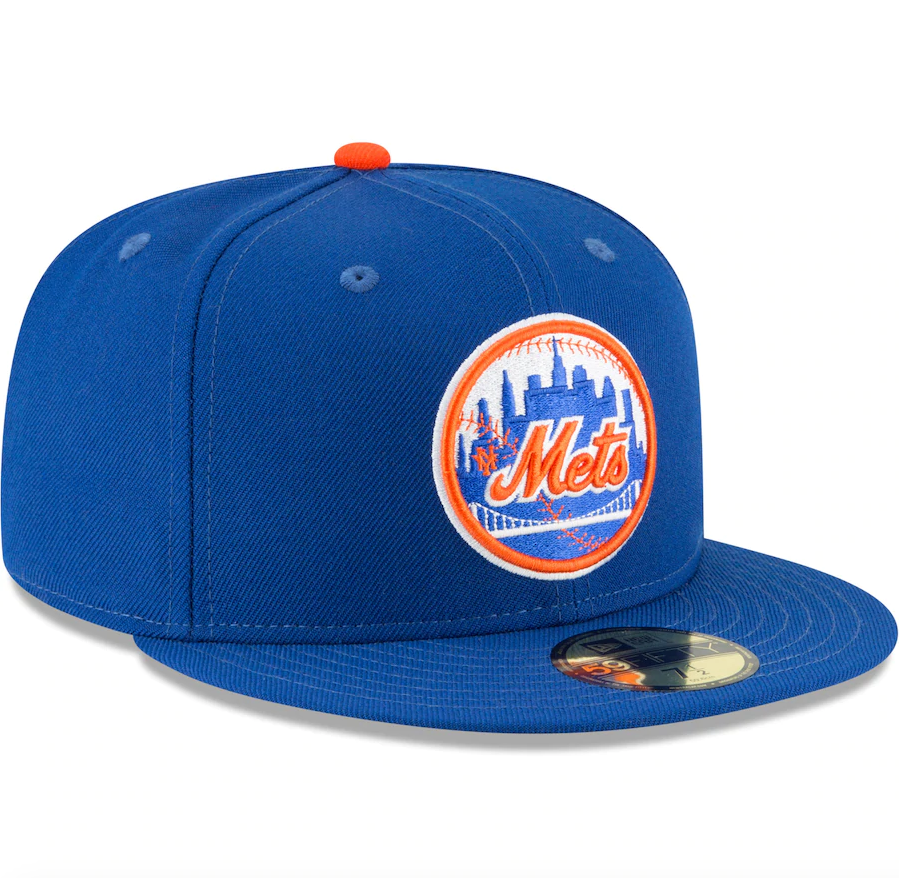 Men's New York Mets New Era Blue 1962 Cooperstown Collection Wool 59FIFTY Fitted Hat Official Team Hat Sports Fan Cap Official MLB Team Hat Baseball F