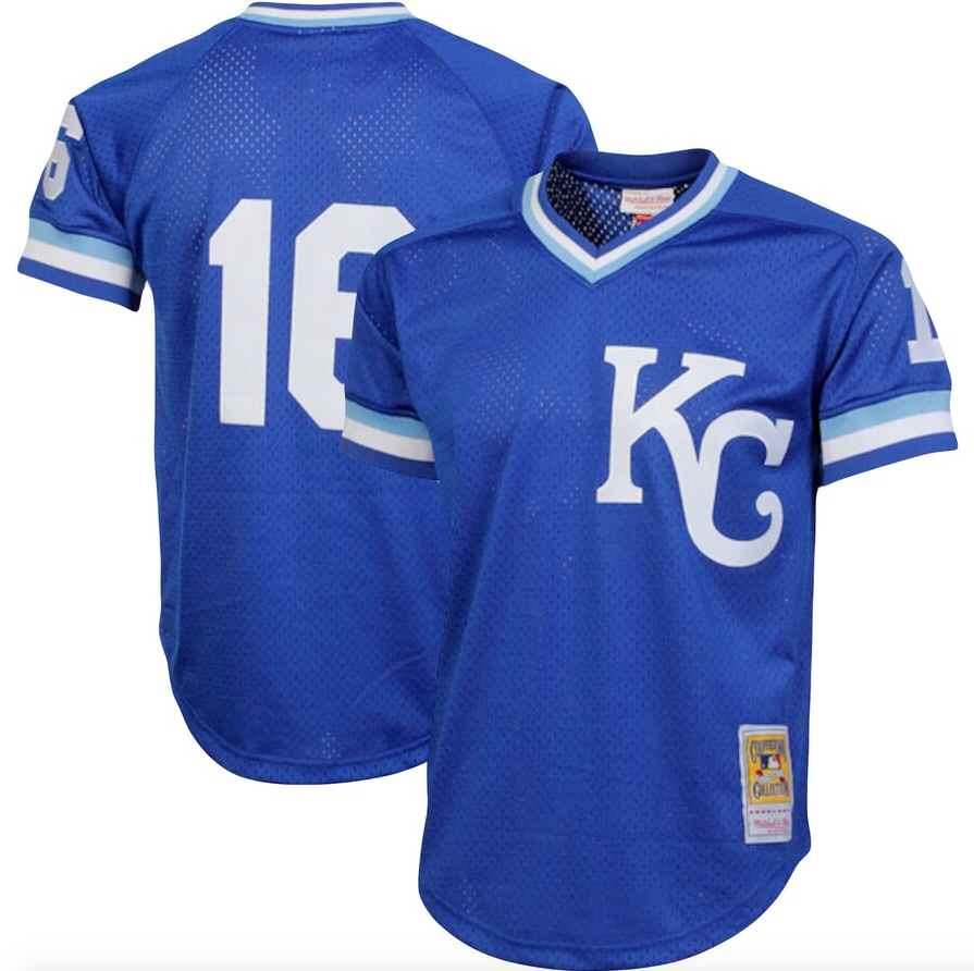Men's Mitchell & Ness Authentic Replica Bo Jackson Kansas City Royals 1989 Blue Mesh Batting Practice Jersey Official Team Jersey Sports Fan Apparel O