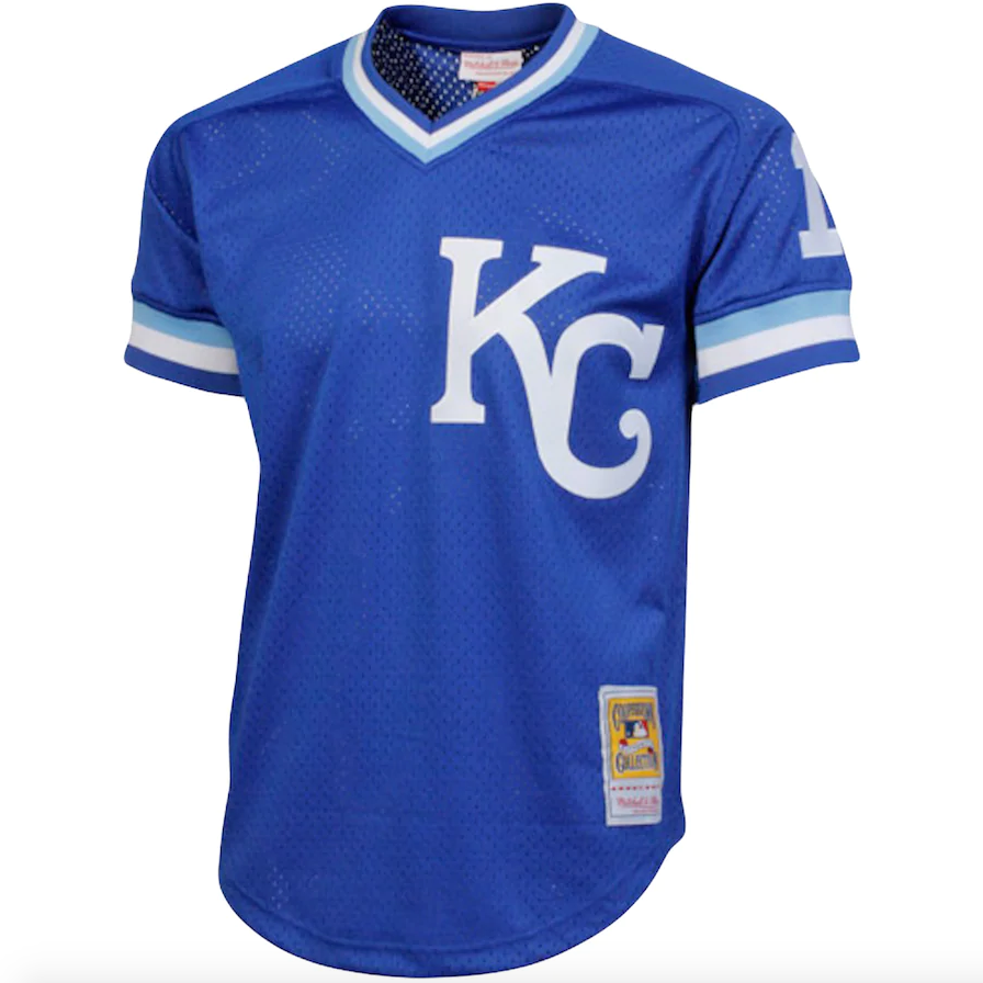 Men's Mitchell & Ness Authentic Replica Bo Jackson Kansas City Royals 1989 Blue Mesh Batting Practice Jersey Official Team Jersey Sports Fan Apparel O