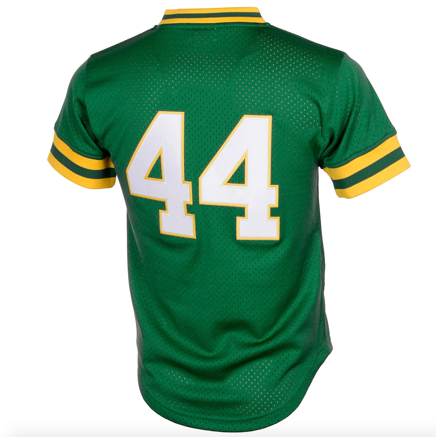 Men's Oakland Athletics Reggie Jackson Mitchell & Ness Green Cooperstown 1987 Mesh Batting Practice Jersey Official Team Jersey Sports Fan Apparel Off