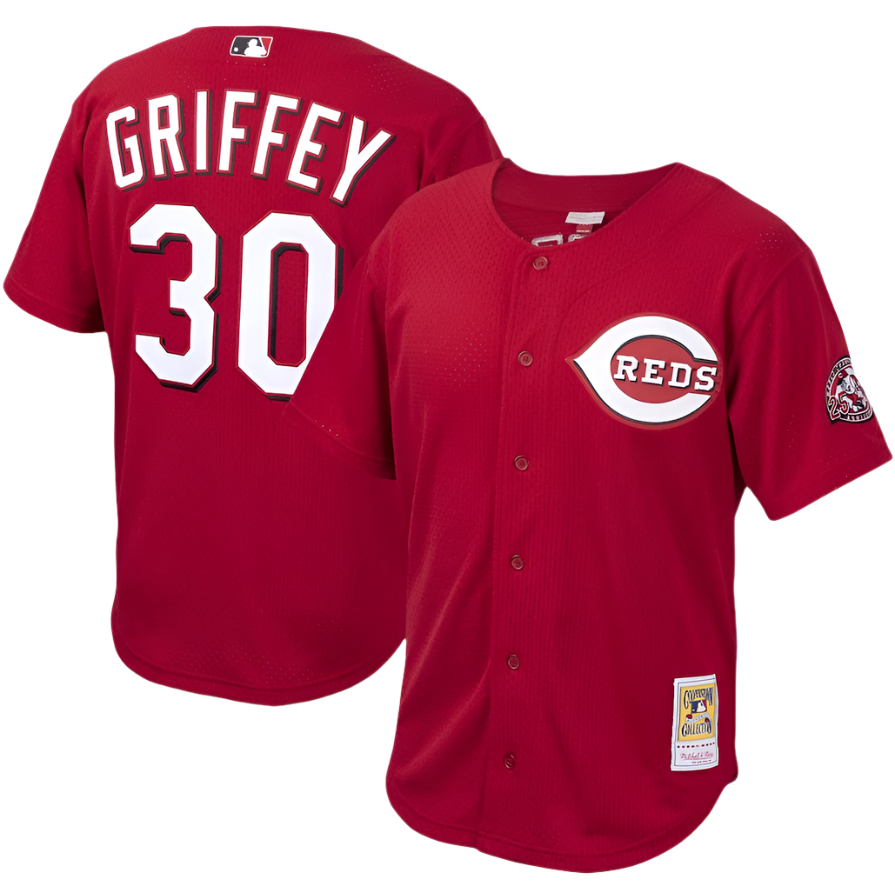 Men's Cincinnati Reds Ken Griffey Jr. Mitchell & Ness Red Cooperstown Collection Batting Practice Jersey Official Team Jersey Sports Fan Apparel Offic