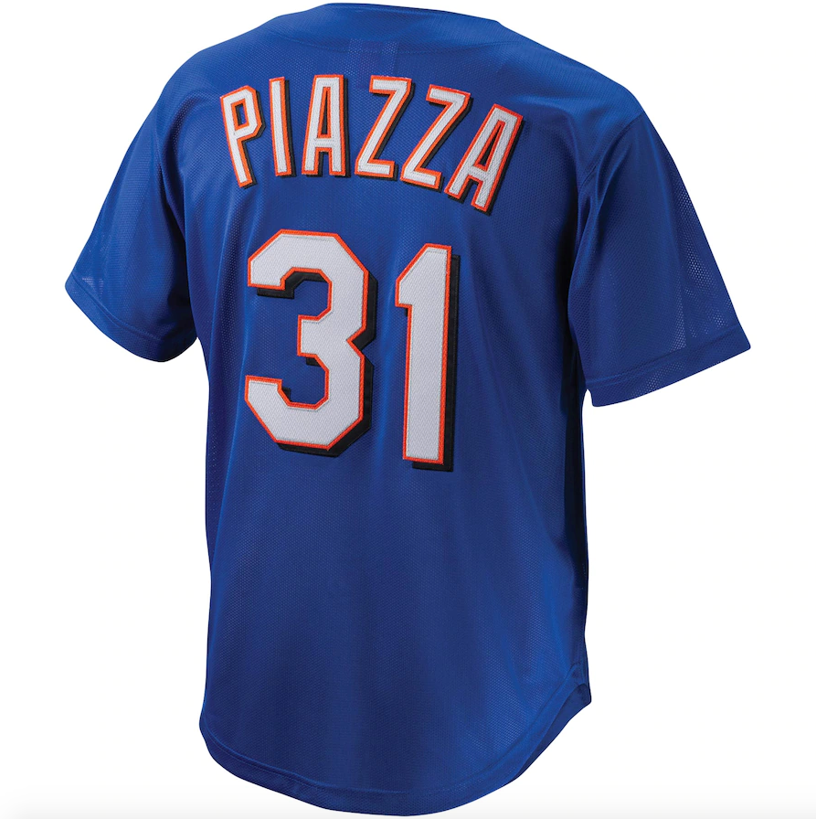 Men's Mitchell & Ness Mike Piazza New York Mets Royal Cooperstown Collection Batting Practice Jersey Official Team Jersey Sports Fan Apparel Official