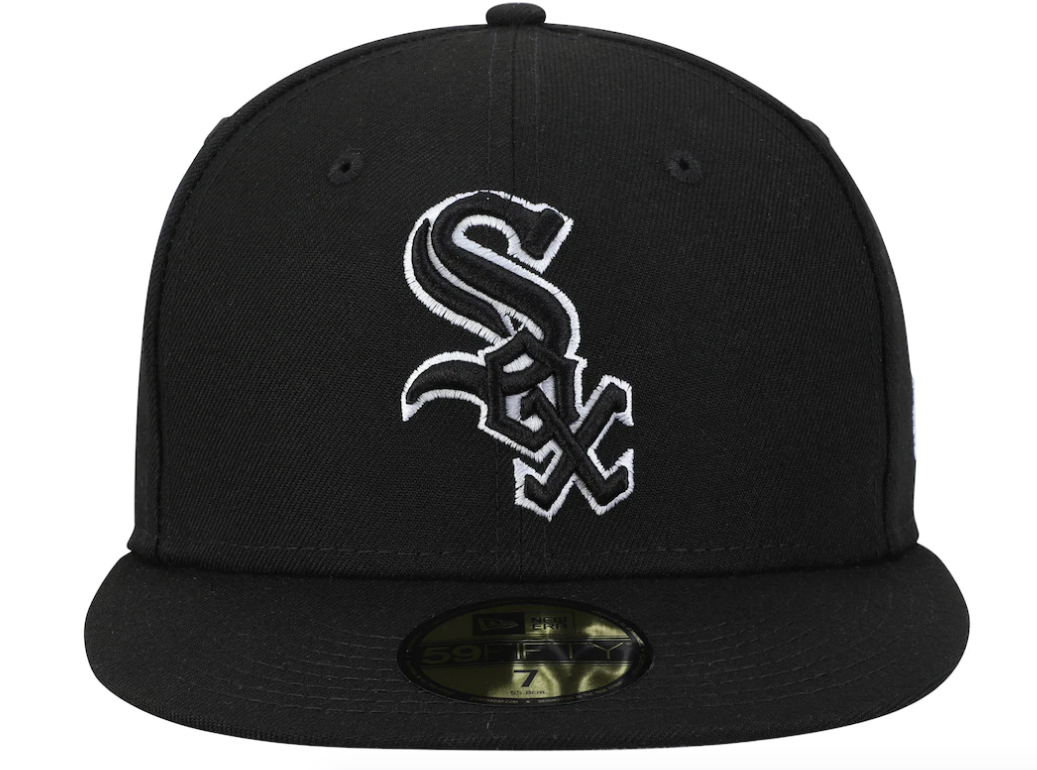 Men's New Era Chicago White Sox B-Dub 59Fifty Black Fitted Hat Official Team Hat Sports Fan Cap Official MLB Team Hat Baseball Fan Cap