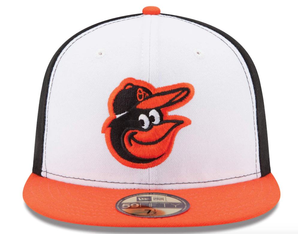 Men's Baltimore Orioles New Era White/Orange Home Authentic Collection On-Field 59FIFTY Fitted Hat Official Team Hat Sports Fan Cap Official MLB Team