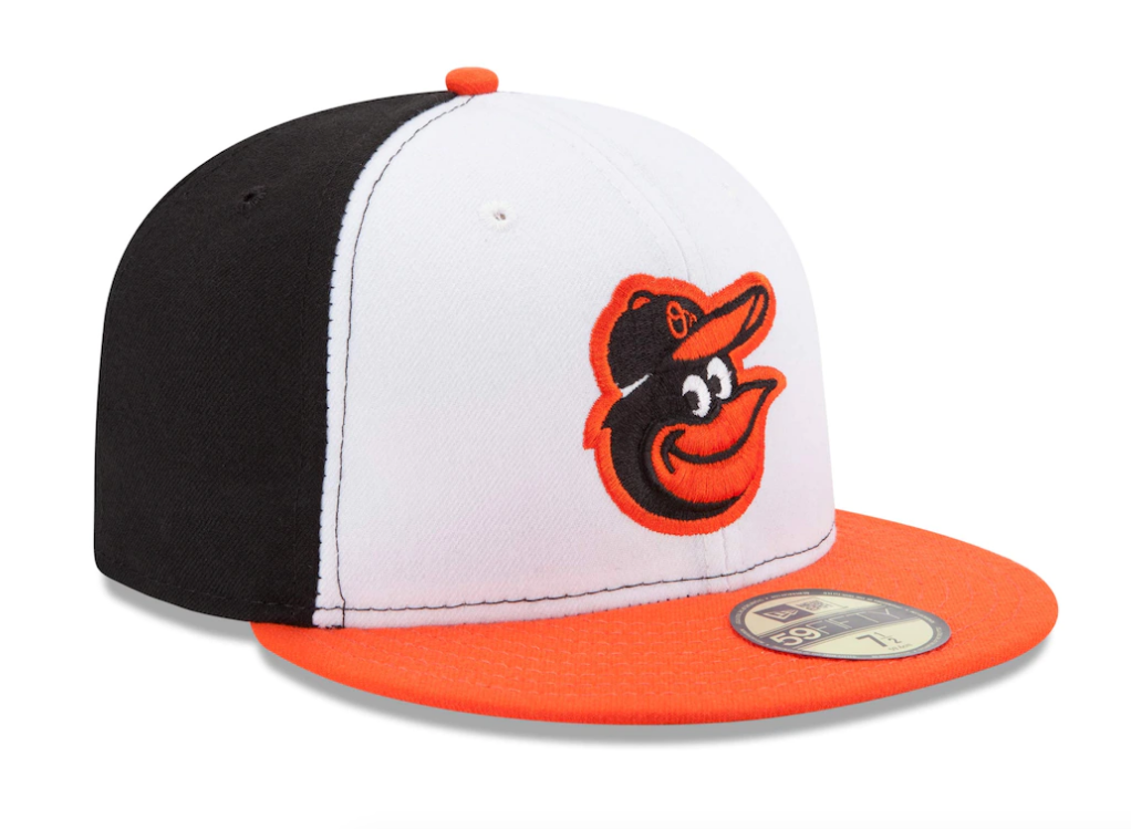 Men's Baltimore Orioles New Era White/Orange Home Authentic Collection On-Field 59FIFTY Fitted Hat Official Team Hat Sports Fan Cap Official MLB Team
