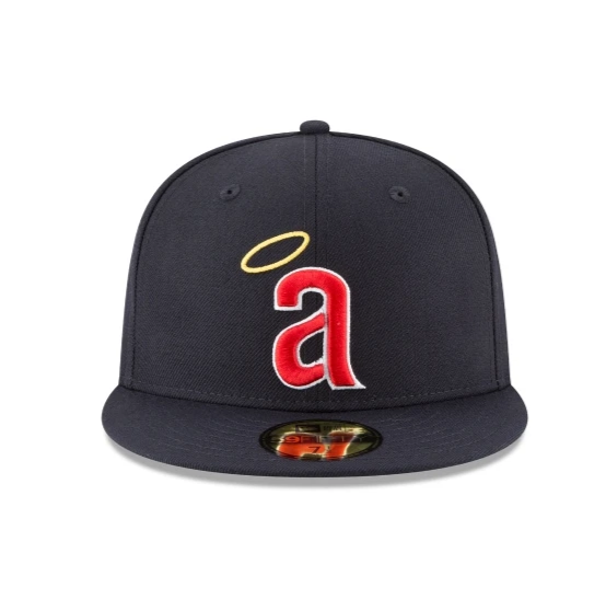 Men's California Angels New Era Navy 1971 Cooperstown Collection Wool 59FIFTY Fitted Hat Official Team Hat Sports Fan Cap Official MLB Team Hat Baseba