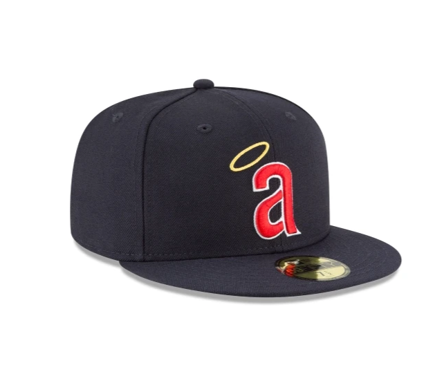 Men's California Angels New Era Navy 1971 Cooperstown Collection Wool 59FIFTY Fitted Hat Official Team Hat Sports Fan Cap Official MLB Team Hat Baseba