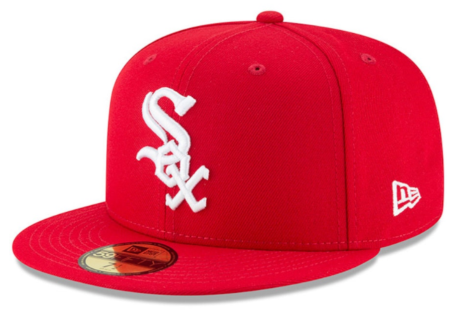 Men's Chicago White Sox New Era MLB Basic Scarlet 59FIFTY Fitted Hat Official Team Hat Sports Fan Cap Official MLB Team Hat Baseball Fan Cap