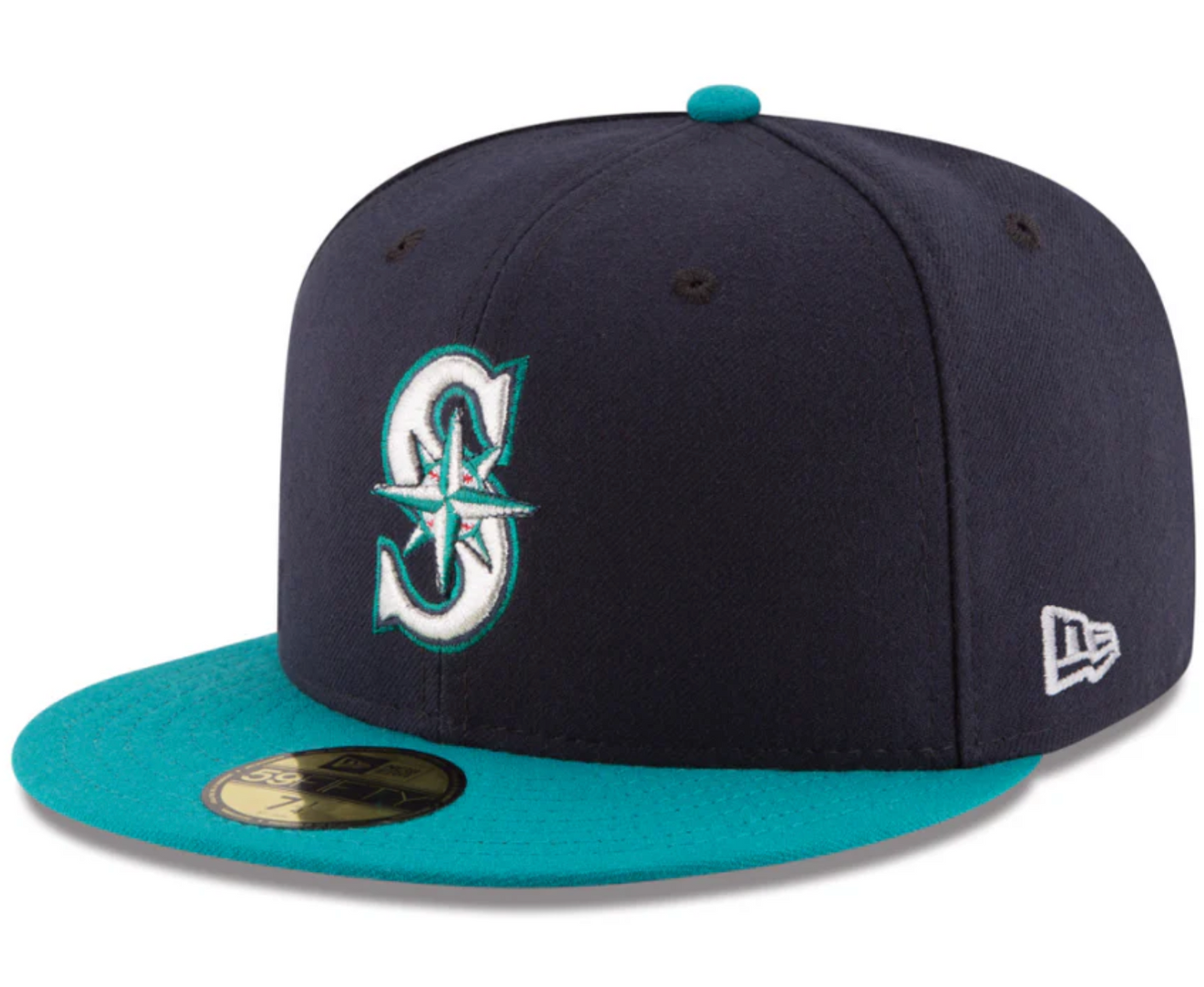 Men's Seattle Mariners New Era Navy/Aqua Alternate Authentic Collection On Field 59FIFTY Fitted Hat Official Team Hat Sports Fan Cap Official MLB Team