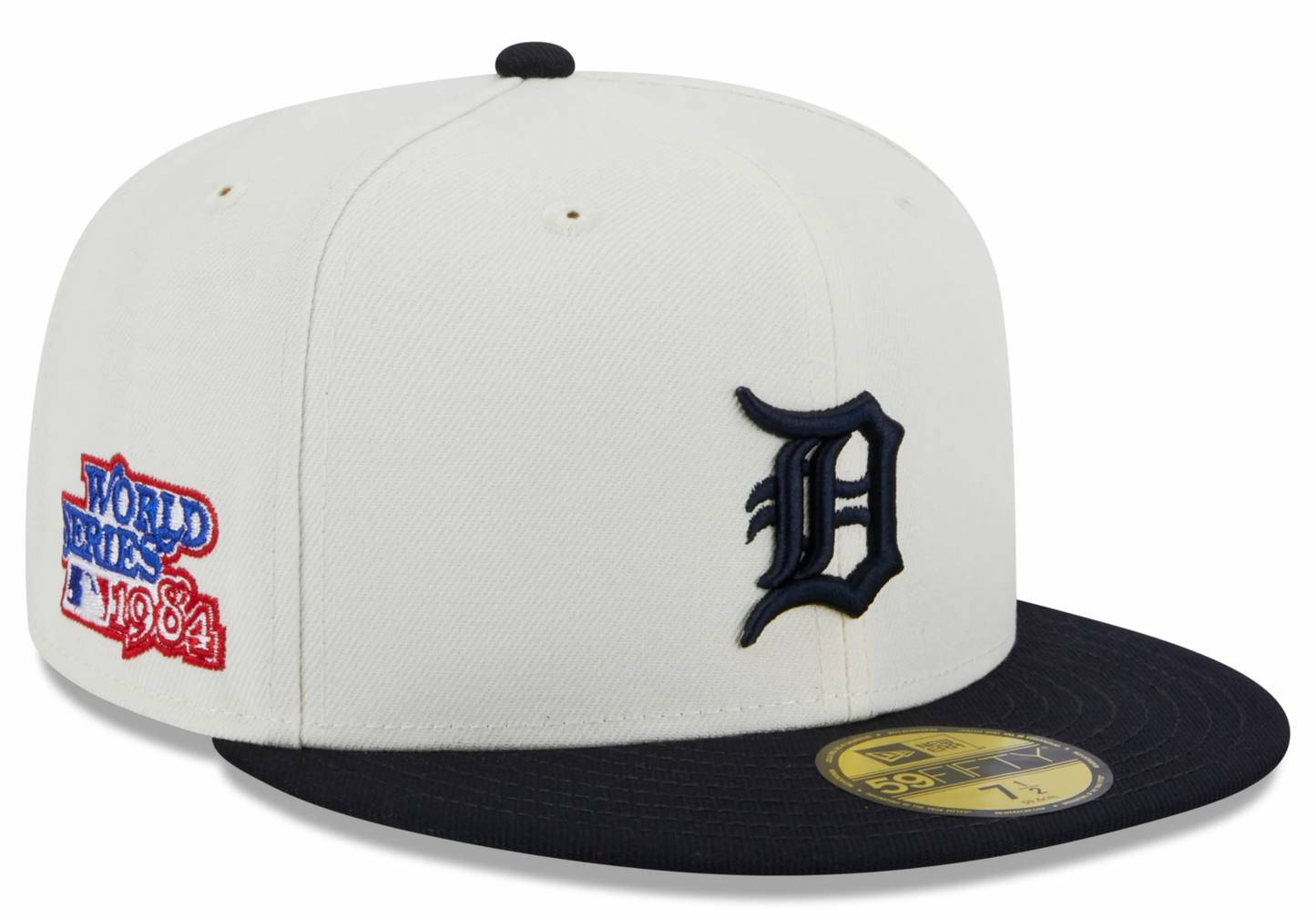 Detroit Tigers 1984 World Series Cream/Navy New Era Retro 59FIFTY Fitted Hat Official Team Hat Sports Fan Cap Official MLB Team Hat Baseball Fan Cap
