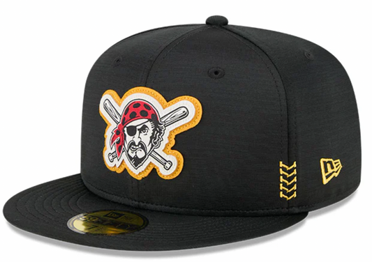 Men's Pittsburgh Pirates New Era Black 2024 Alternate Clubhouse 1914 59FIFTY Fitted Hat Official Team Hat Sports Fan Cap Official MLB Team Hat Basebal