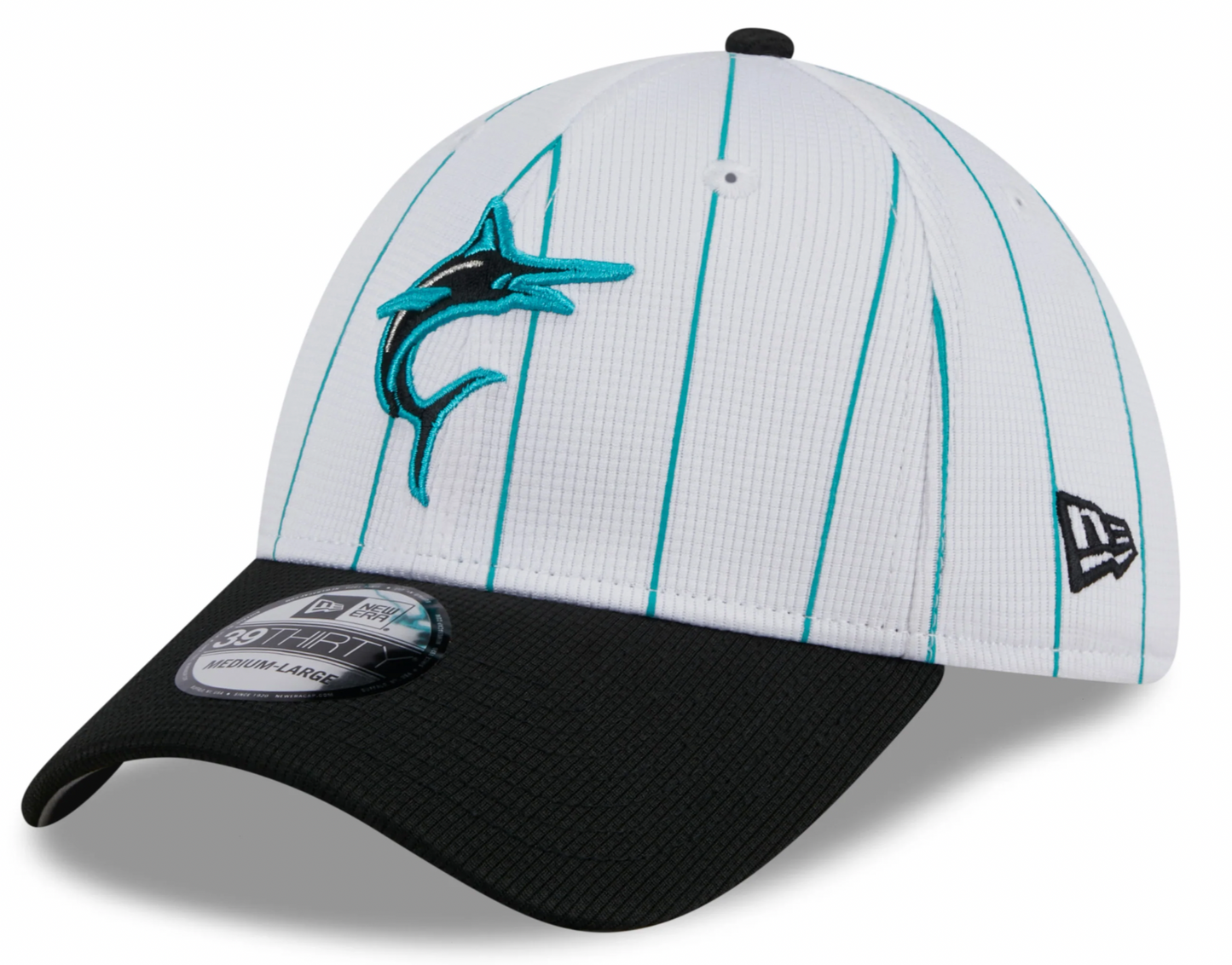 Men's Miami Marlins New Era 2024 Batting Practice White/Black 39THIRTY Flex-Fit Hat Official Team Hat Sports Fan Cap Official MLB Team Hat Baseball Fa