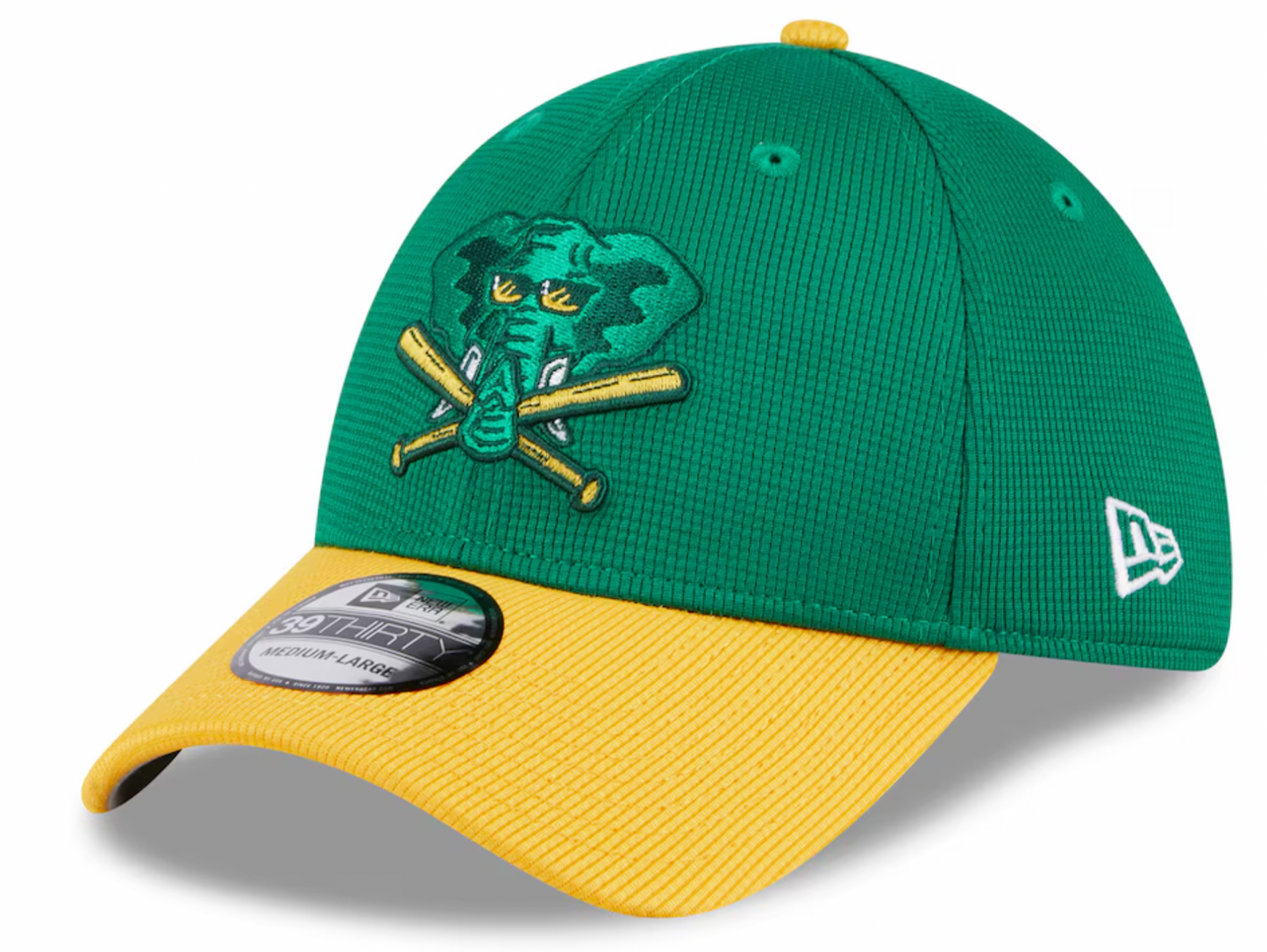 Men's Oakland Athletics New Era 2024 Batting Practice Green/Yellow 39THIRTY Flex-Fit Hat Official Team Hat Sports Fan Cap Official MLB Team Hat Baseba