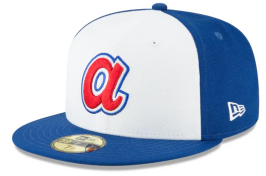 Men's Atlanta Braves Cooperstown Collection White/Royal 59Fifty Fitted Hat Official Team Hat Sports Fan Cap Official MLB Team Hat Baseball Fan Cap