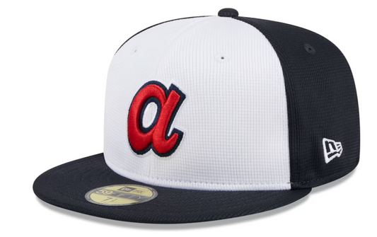Men's Atlanta Braves New Era White 2024 Batting Practice 59FIFTY Fitted Hat Official Team Hat Sports Fan Cap Official MLB Team Hat Baseball Fan Cap