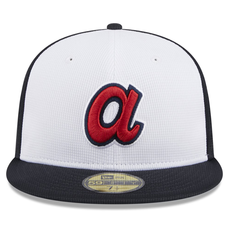 Men's Atlanta Braves New Era White 2024 Batting Practice 59FIFTY Fitted Hat Official Team Hat Sports Fan Cap Official MLB Team Hat Baseball Fan Cap
