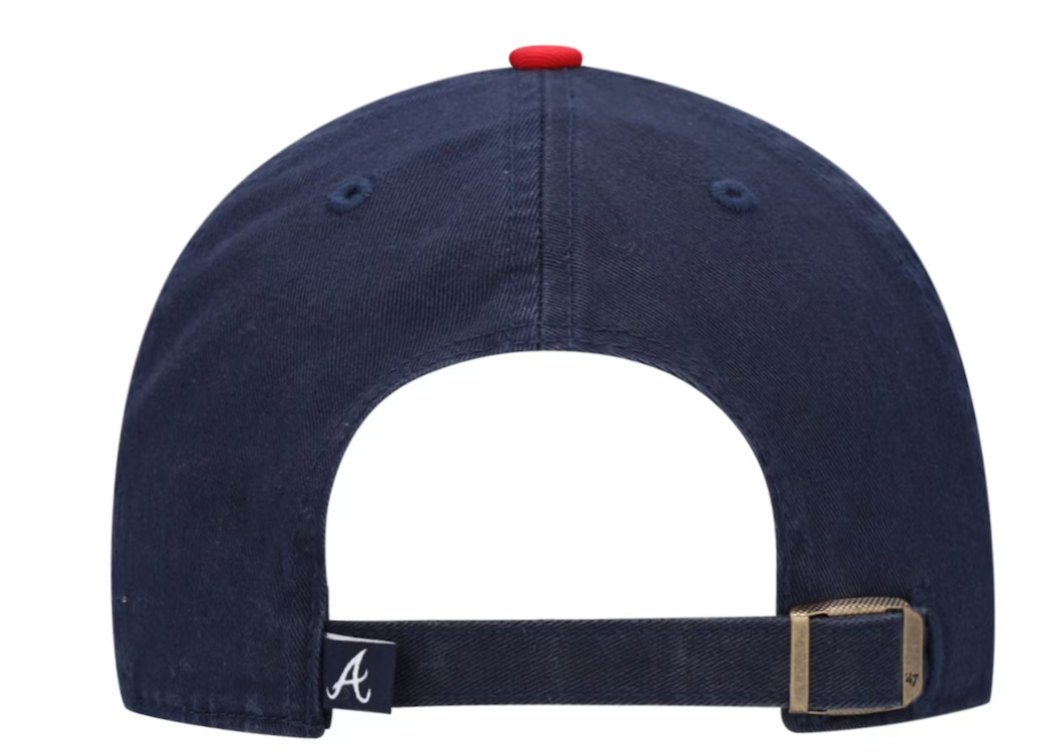 Men's Atlanta Braves Navy/Red Clean Up Adjustable Hat By '47 Brand Official Team Hat Sports Fan Cap Official MLB Team Hat Baseball Fan Cap