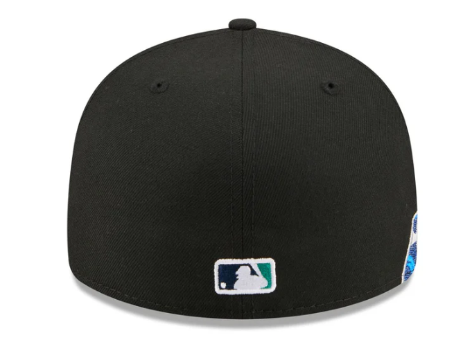 Seattle Mariners MLB Waves 59FIFTY Fitted New Era Black/White Official Team Hat Sports Fan Cap Official MLB Team Hat Baseball Fan Cap