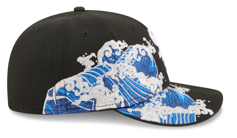 Chicago White Sox MLB Waves 59FIFTY Fitted New Era Black/White Official Team Hat Sports Fan Cap Official MLB Team Hat Baseball Fan Cap