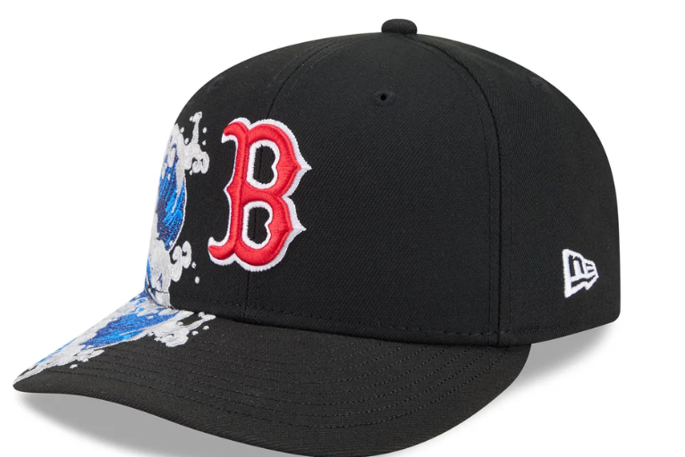 Boston Redsox MLB Waves 59FIFTY Fitted New Era Black/White Official Team Hat Sports Fan Cap Official MLB Team Hat Baseball Fan Cap