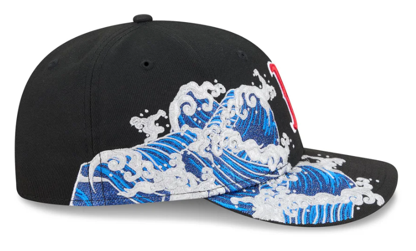 Boston Redsox MLB Waves 59FIFTY Fitted New Era Black/White Official Team Hat Sports Fan Cap Official MLB Team Hat Baseball Fan Cap