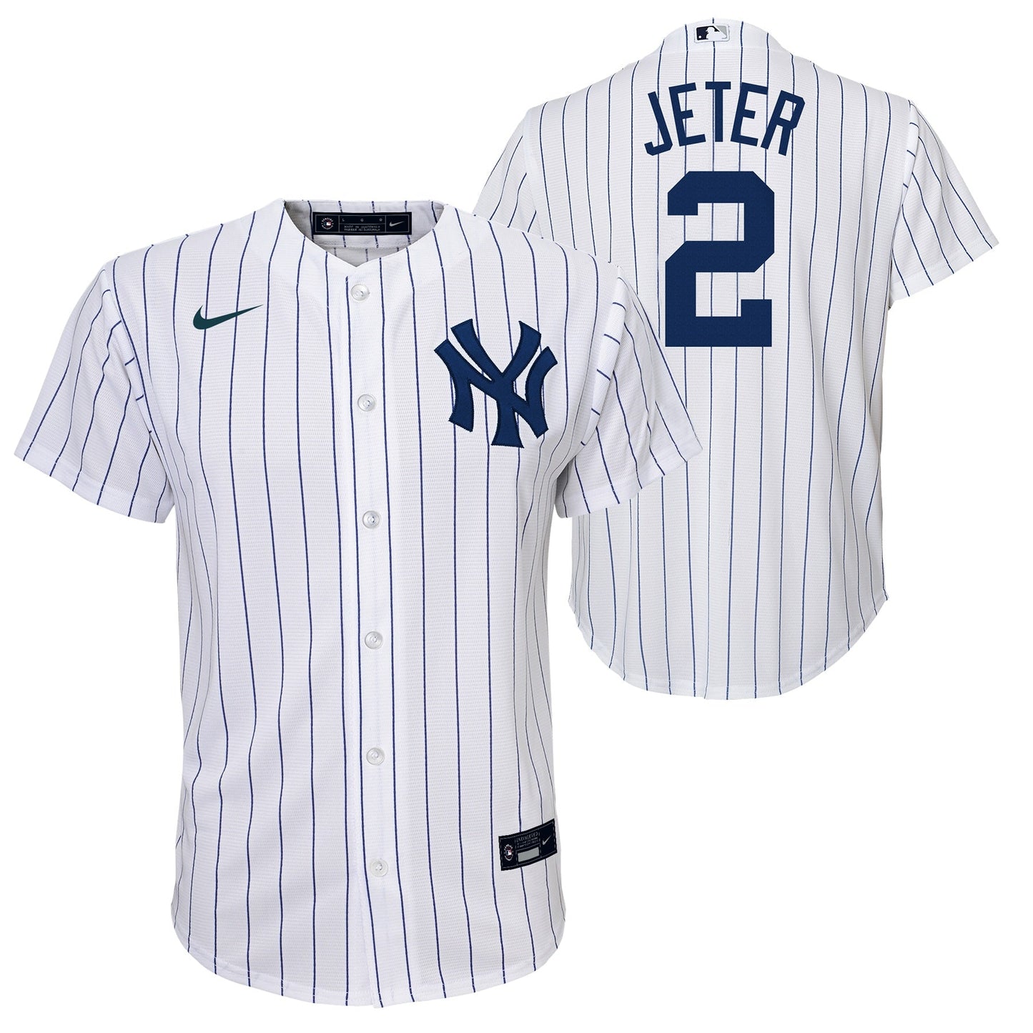 Youth Derek Jeter New York Yankees White Home Game Replica Player Jersey Official Team Jersey Sports Fan Apparel Official MLB Team Jersey Baseball Fan