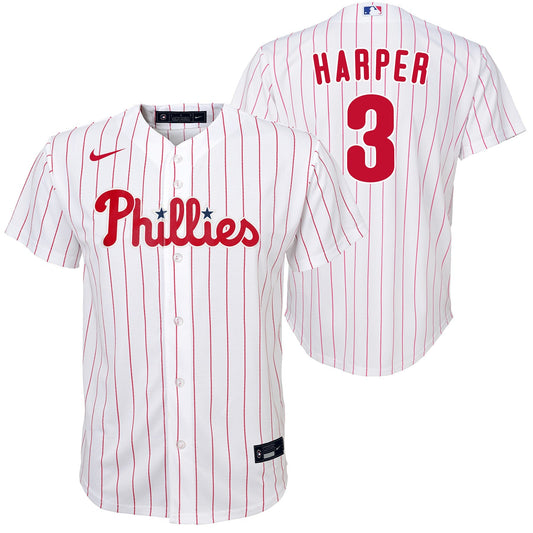 Bryce Harper Philadelphia Phillies Youth NIKE Home Screen Print Replica Jersey Official Team Jersey Sports Fan Apparel Official MLB Team Jersey Baseba