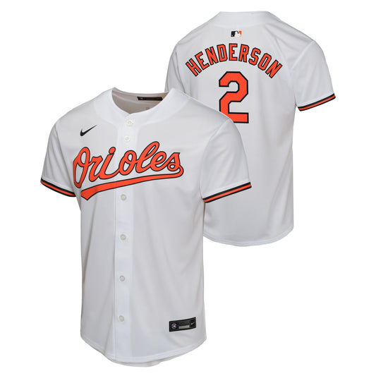 NIKE Youth Gunnar Henderson Baltimore Orioles White Home Replica Game Jersey Official Team Jersey Sports Fan Apparel Official MLB Team Jersey Baseball