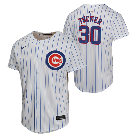 NIKE Youth Kyle Tucker Chicago Cubs White Home Replica Sublimated Twill Jersey Official Team Jersey Sports Fan Apparel Official MLB Team Jersey Baseba