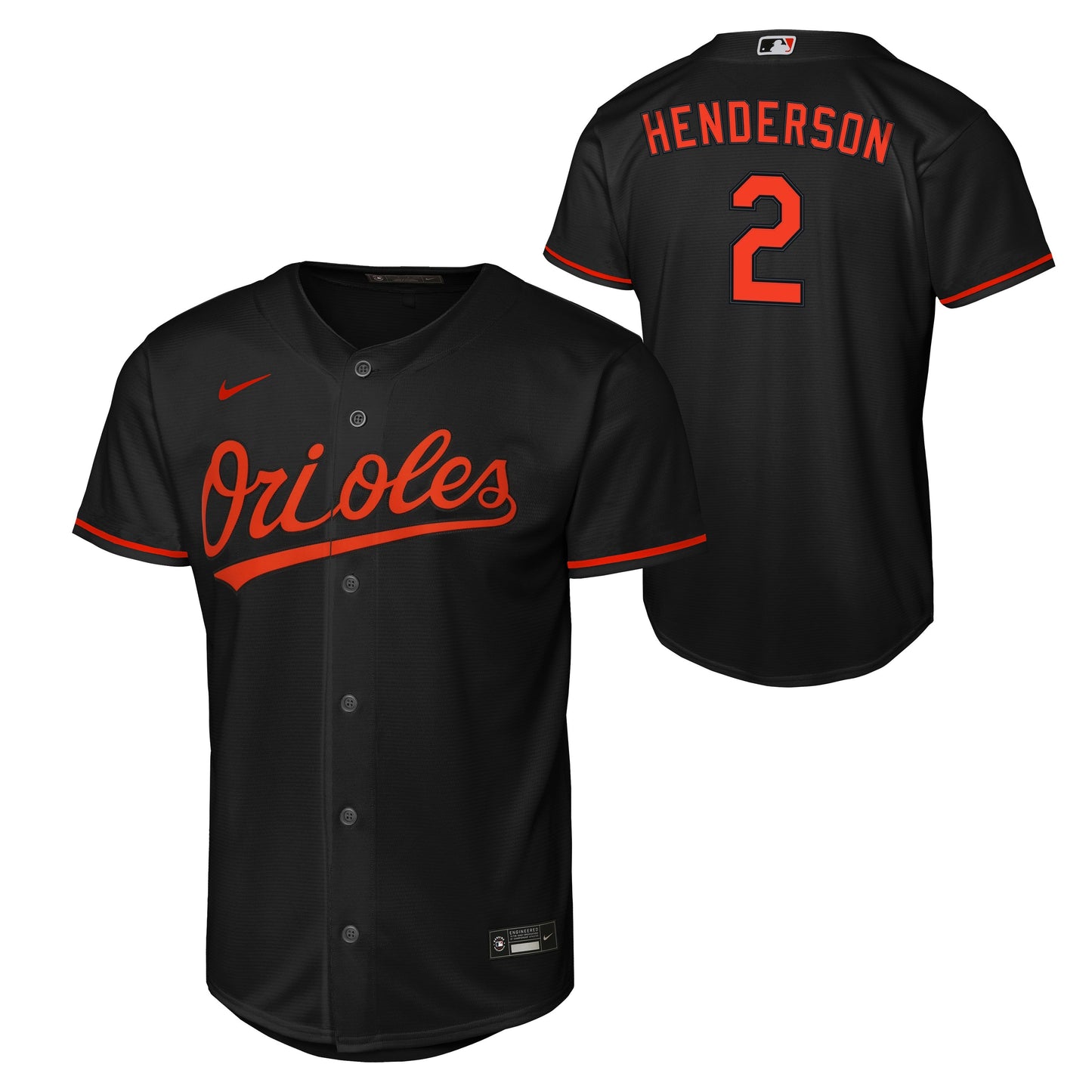 NIKE Youth Baltimore Orioles Gunnar Henderson Black Alternate Replica Jersey Official Team Jersey Sports Fan Apparel Official MLB Team Jersey Baseball