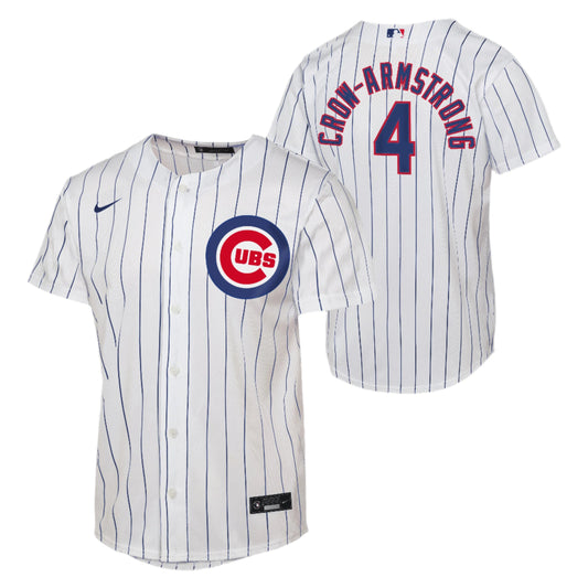Youth Nike Pete Crow-Armstrong #4 Chicago Cubs White Home Baseline Replica Jersey Official Team Jersey Sports Fan Apparel Official MLB Team Jersey Bas