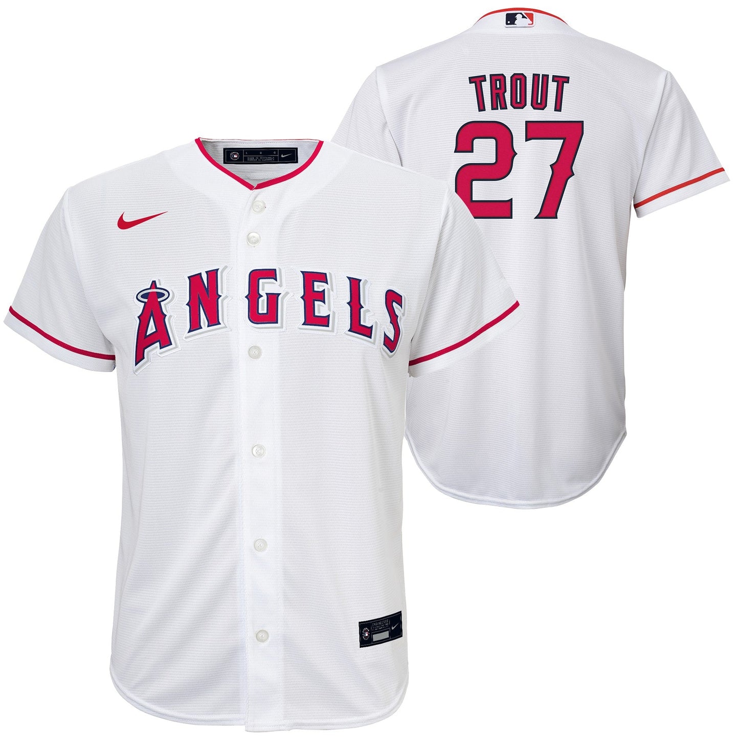 Youth Los Angeles Angels Mike Trout Nike White Home Replica Player Jersey Official Team Jersey Sports Fan Apparel Official MLB Team Jersey Baseball Fa
