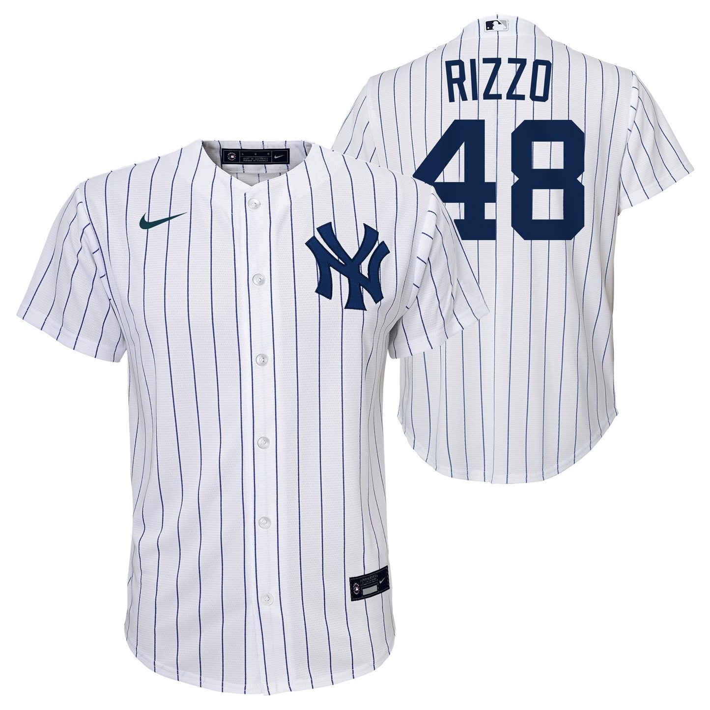Youth Anthony Rizzo New York Yankees White Home Screen Print Game Replica Jersey Official Team Jersey Sports Fan Apparel Official MLB Team Jersey Base