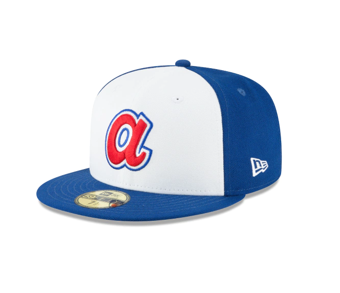 Men's Atlanta Braves Cooperstown Collection White/Royal 59Fifty Fitted Hat Official Team Hat Sports Fan Cap Official MLB Team Hat Baseball Fan Cap