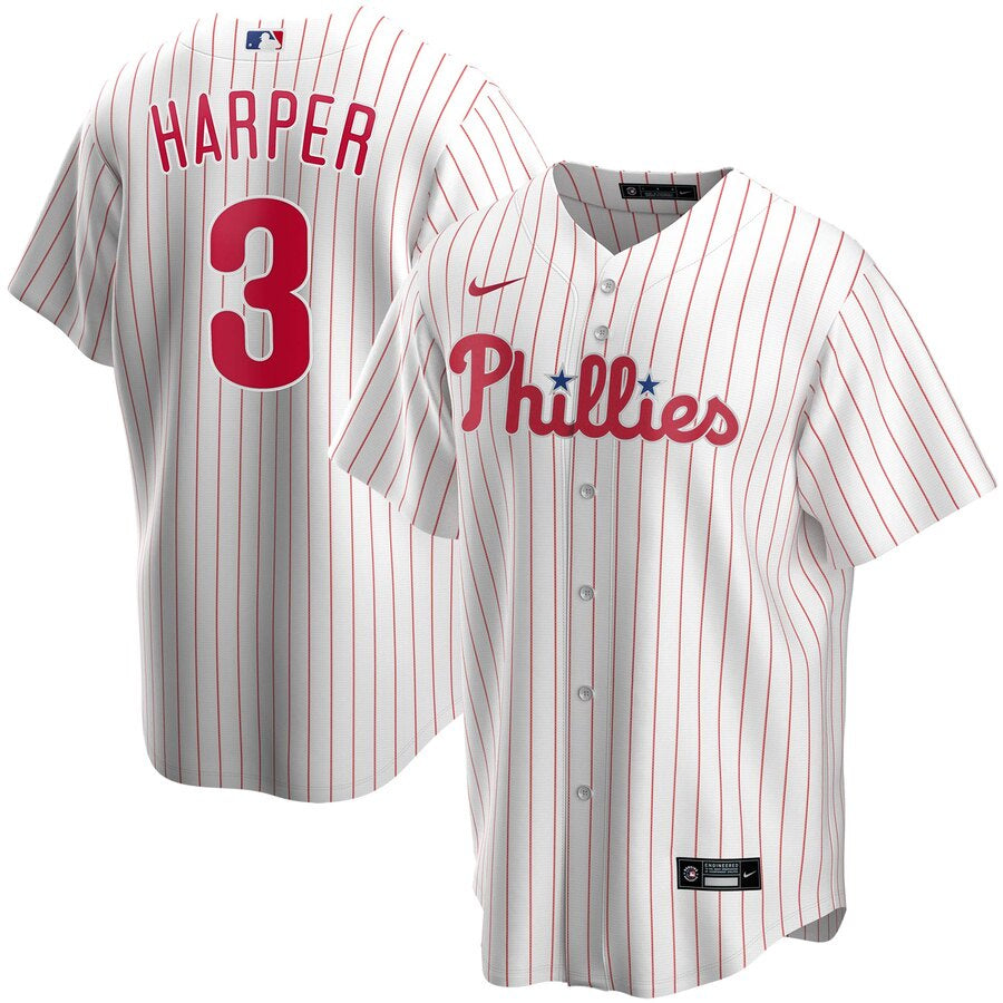 Men's Philadelphia Phillies Bryce Harper Nike White Home Replica Player Jersey Official Team Jersey Sports Fan Apparel Official MLB Team Jersey Baseba
