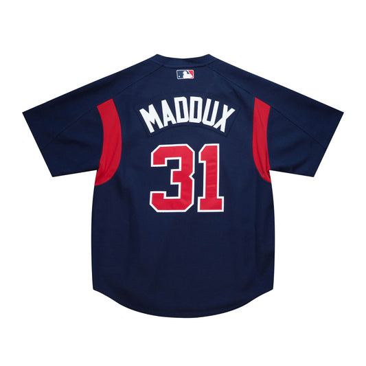 Men's Atlanta Braves Greg Maddux 2003 Mitchell & Ness Navy Cooperstown Batting Practice Jersey Official Team Jersey Sports Fan Apparel Official MLB Te