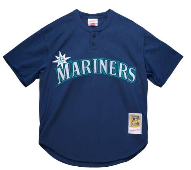 Men's Seattle Mariners Ichiro Suzuki 2002 Mitchell & Ness Navy Cooperstown Collection Mesh Batting Practice Jersey Official Team Jersey Sports Fan App