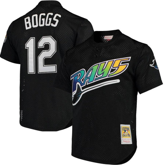 Men's Tampa Bay Devil Rays Wade Boggs Mitchell & Ness Black Cooperstown 1998 Mesh Batting Practice Jersey Official Team Jersey Sports Fan Apparel Offi