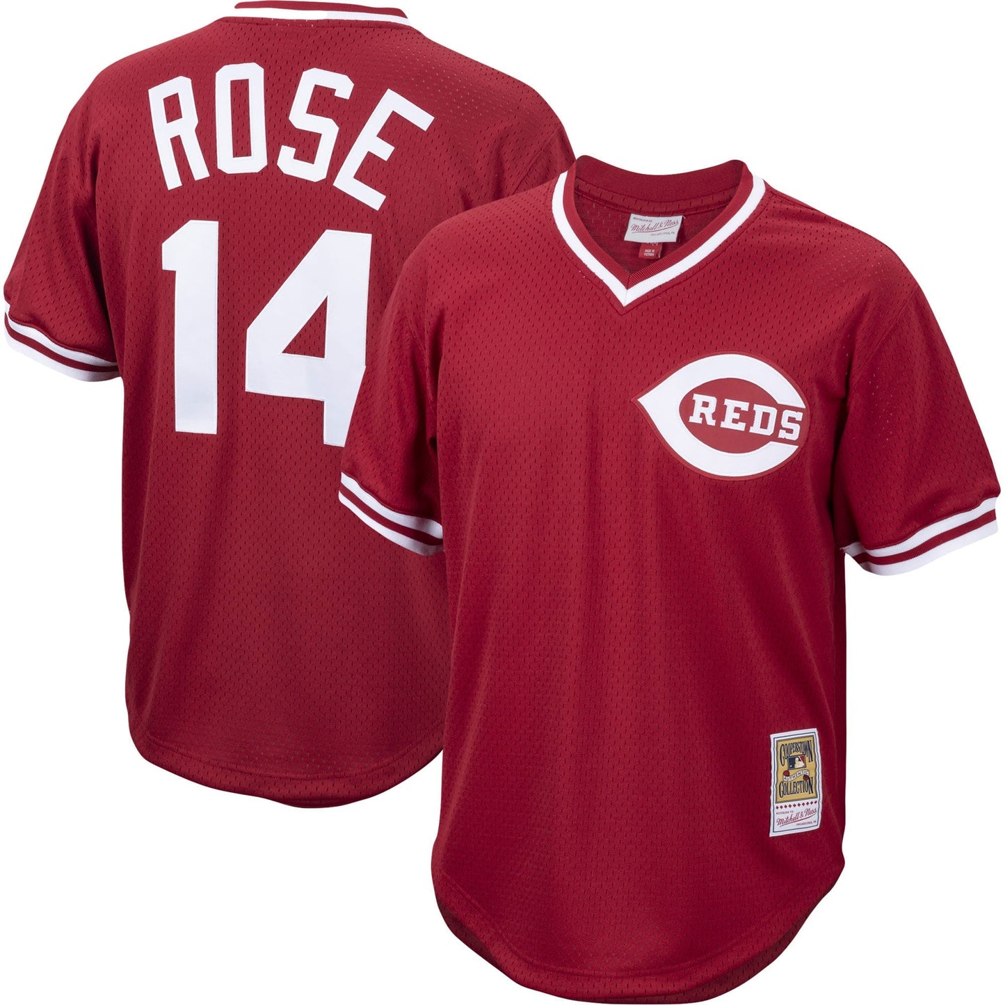 Men's Pete Rose Cincinnati Reds Mitchell & Ness Cooperstown Collection Authentic Mesh Batting Practice Jersey - Red Official Team Jersey Sports Fan Ap