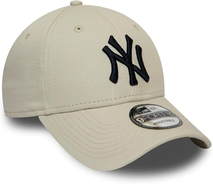 New York Yankees MLB League Essential 9FORTY Strapback New Era Stone/Black Official Team Hat Sports Fan Cap Official MLB Team Hat Baseball Fan Cap